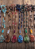 Boho Necklace, RH Agated Crystal Blue Oval Natural Stone